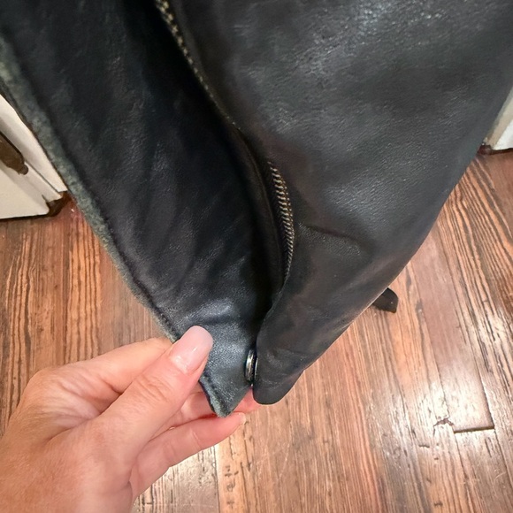 Alfani Women’s Vintage Genuine Leather Collared Black Jacket W/ Pockets Sz M - Picture 5 of 7